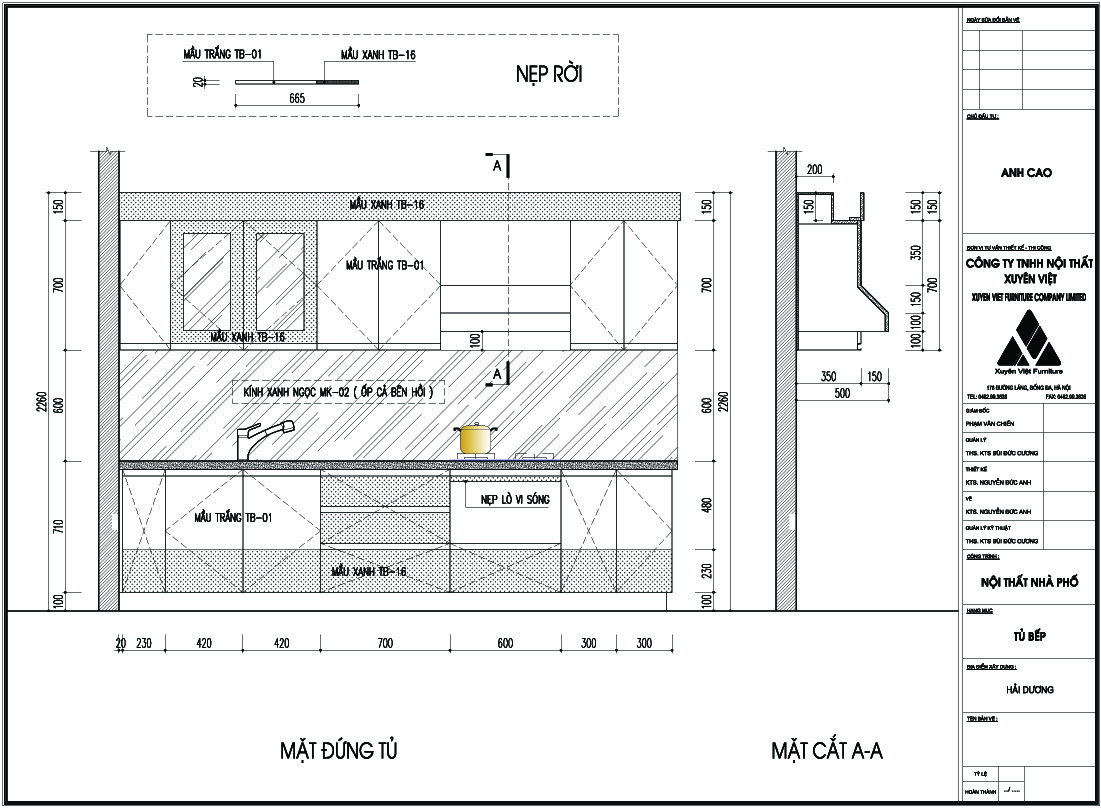 Thiết kế Tủ bếp nhỏ nhà anh Cao - Nam Sách, Hải Dương