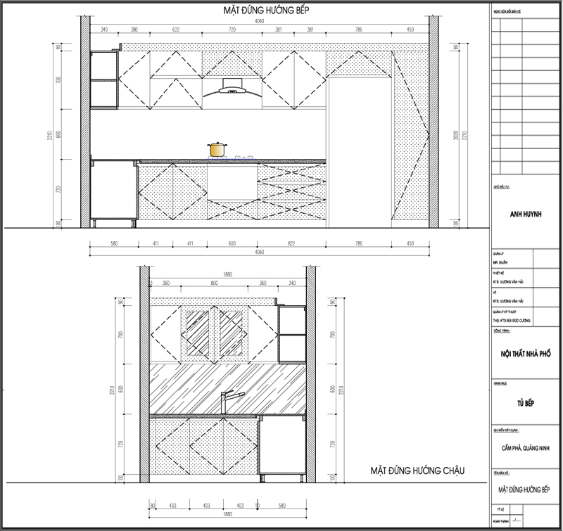 Thiết kế tủ bếp nhựa acrylic anh Huynh - Quảng Ninh