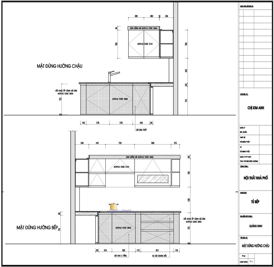 Thiết kế tủ bếp nhựa nhà chị Kim Anh - tủ bếp quảng ninh