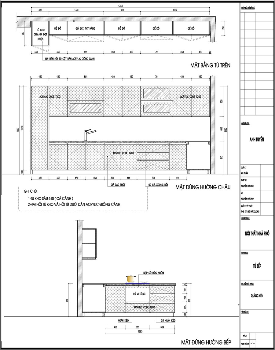 Thiết kế tủ bếp nhựa acrylic quảng ninh