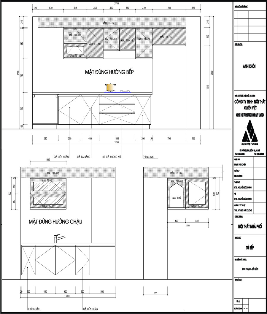 Thiết kế tủ bếp nhựa nhà anh Khôi