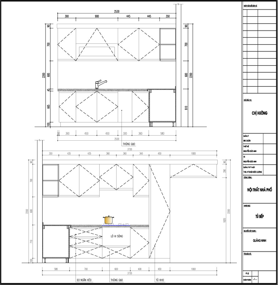 Thiết kế kế tủ bếp nhựa chị Nhung