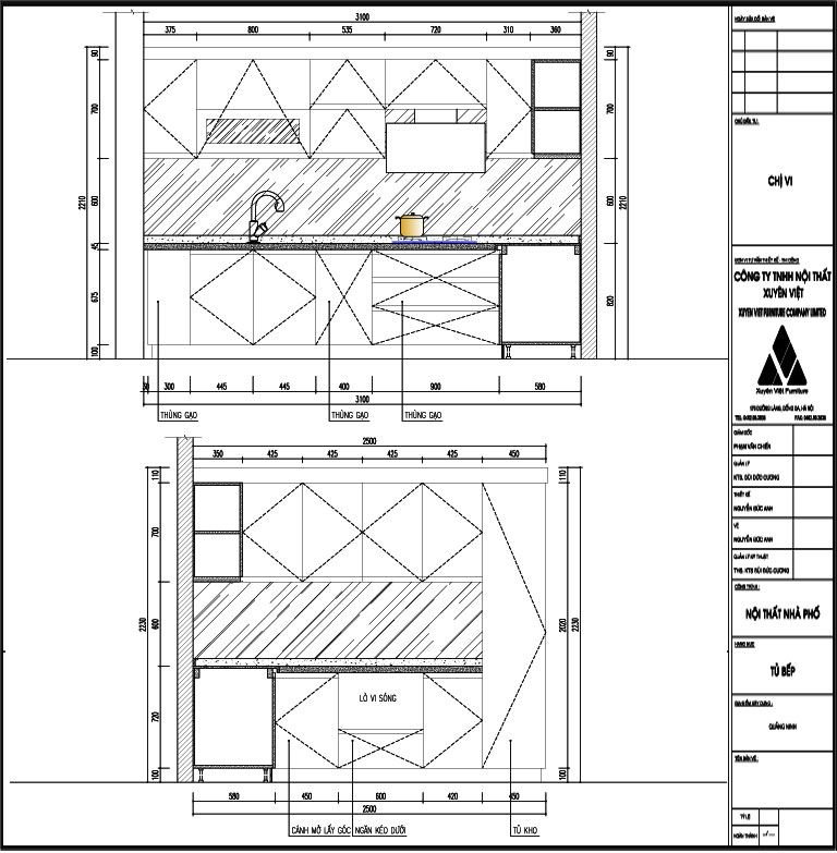 Thiết kế kế tủ bếp nhựa đẹp nhà chị Vy tại Quảng Ninh