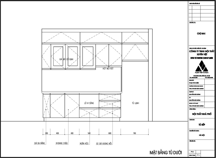 Thiết kế tủ bếp nhựa laminate nhà chị Mai