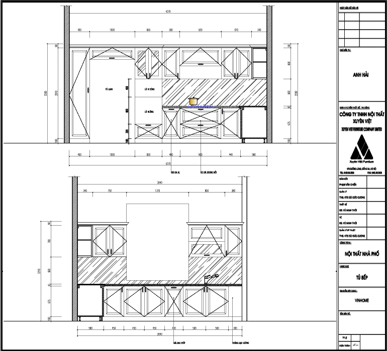 Thiết kế tủ bếp nhựa giả gỗ cao cấp nhà anh Hải