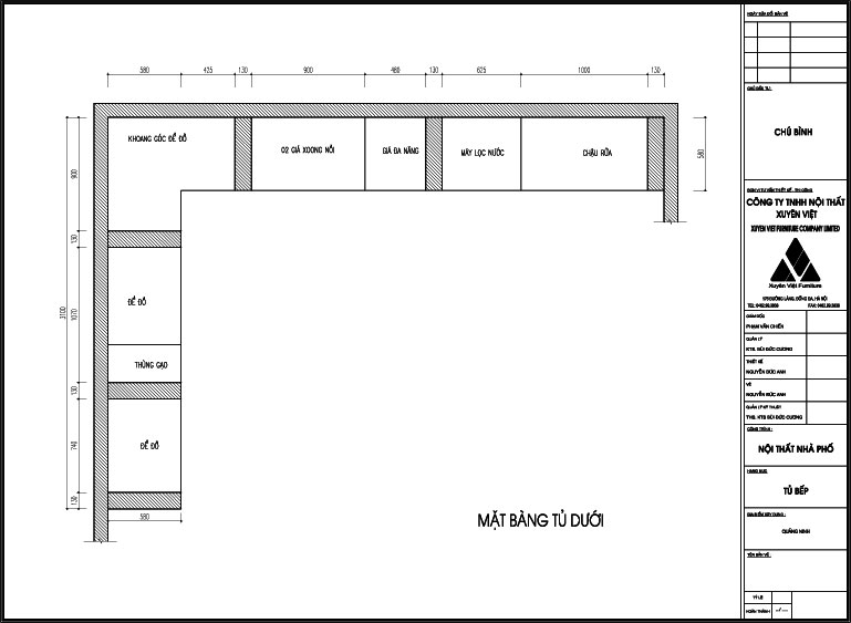 Thiết kế kế tủ bếp nhựa chú Bình