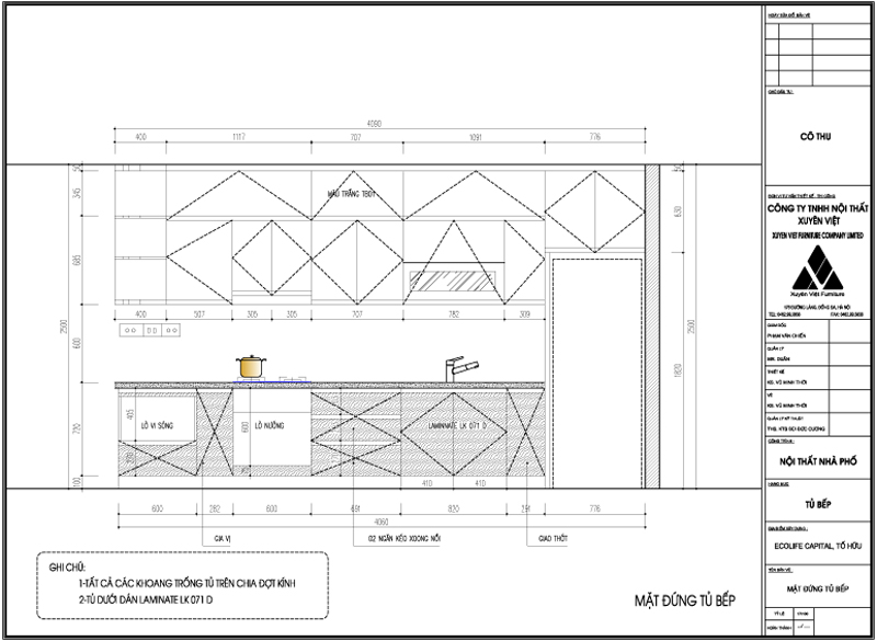 Thiết kế tủ bếp nhựa cao cấp nhà cô Thu