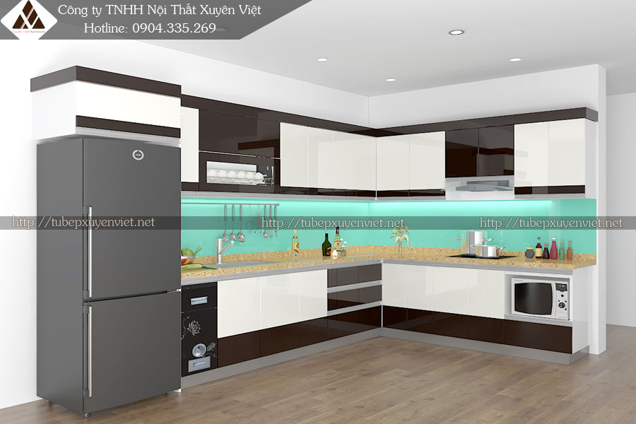 Tủ bếp bằng nhựa chịu nước nhà chú Dương tại Hưng Yên