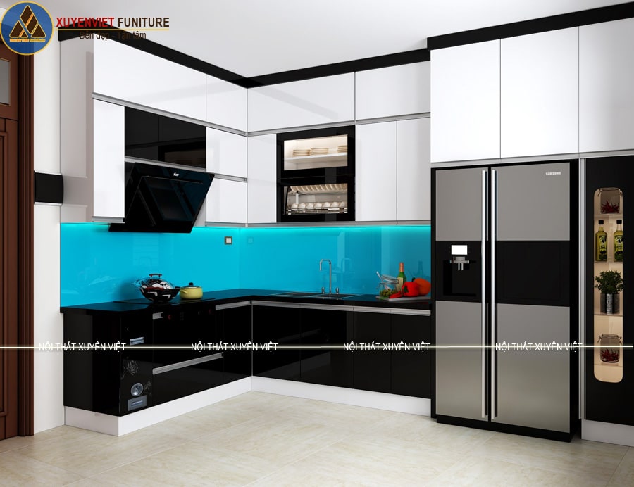 Mẫu tủ bếp hiện đại chữ L nhà chị Phương - Bắc Ninh