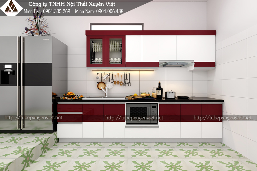 Tủ bếp chữ i nhà bếp nhỏ anh Bằng - Gia Lâm , Hà Nội
