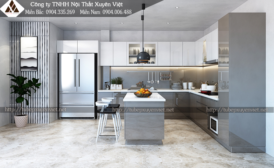 Tủ bếp chữ L hiện đại chị Nga - Tân Bình, HCM