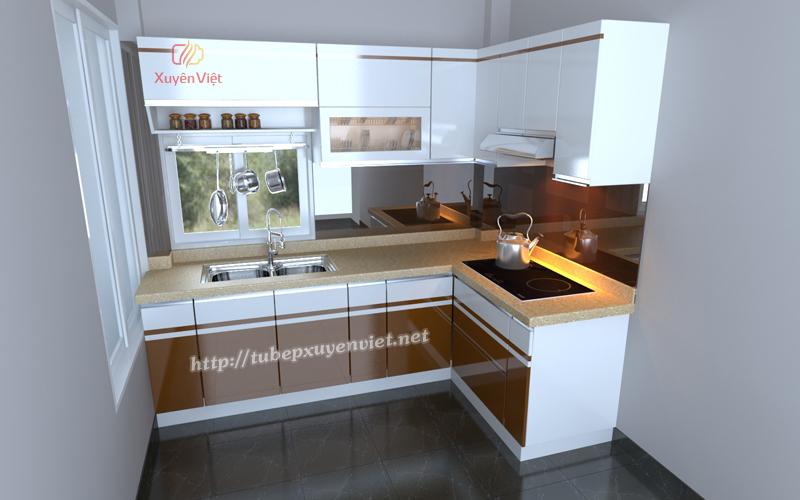 Tủ bếp chữ l nhà anh trường - hà nội 1