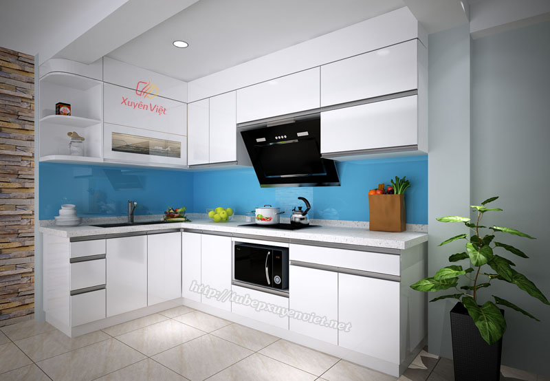 Tủ bếp đẹp cao sát trần chị Vân Anh - Cổ Linh, Hà Nội