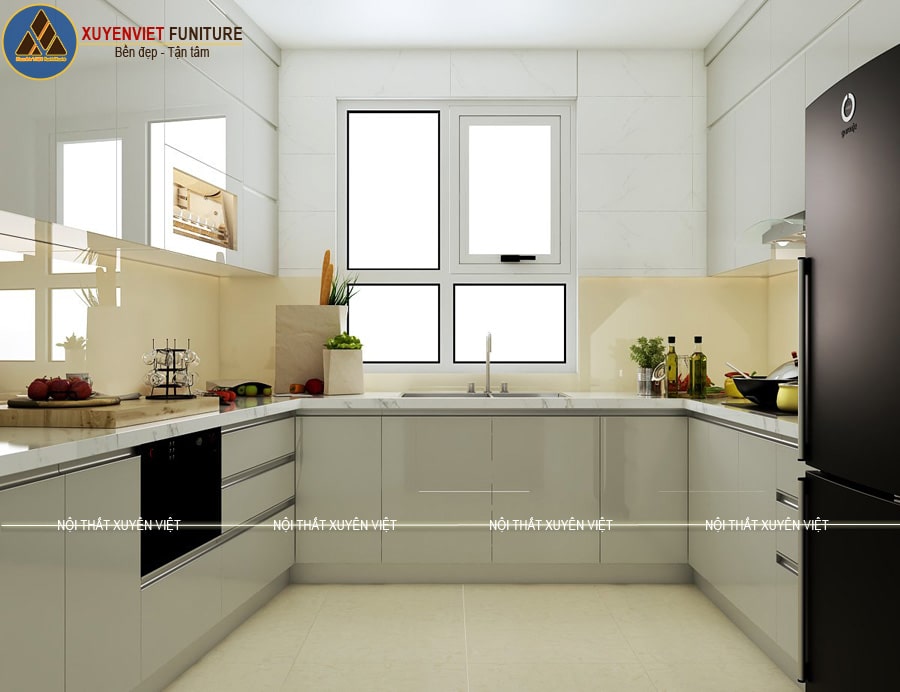 Tủ bếp chữ u chung cư nhà cô Yến - Hoàng Đạo Thúy, Hà Nội