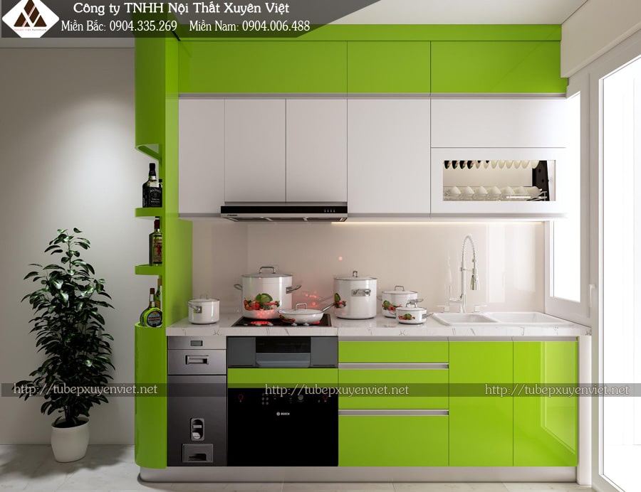 Tủ bếp chung cư đẹp nhà anh Long - Ricecity Hà Nội