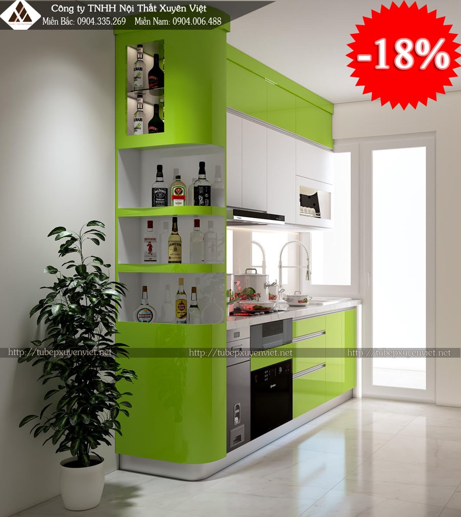 Tủ bếp chung cư đẹp nhà anh Long - Ricecity Hà Nội