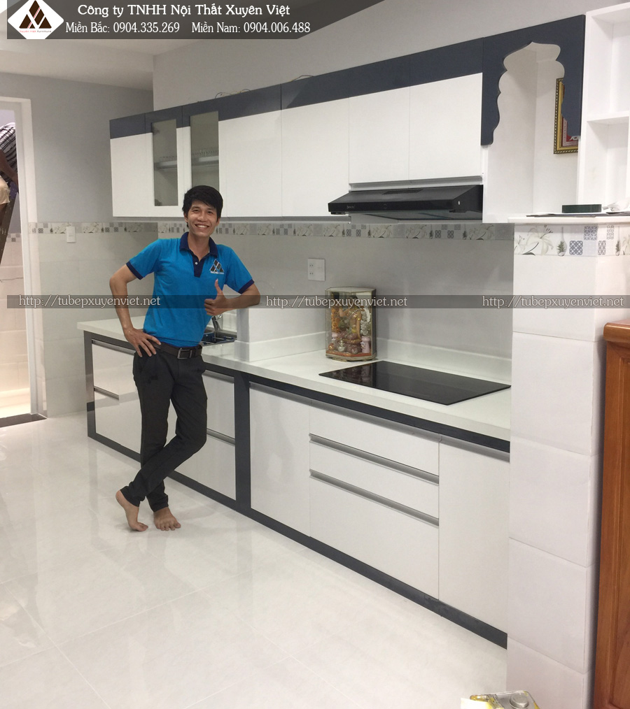 Tủ bếp chữ i đẹp nhà chú Thành