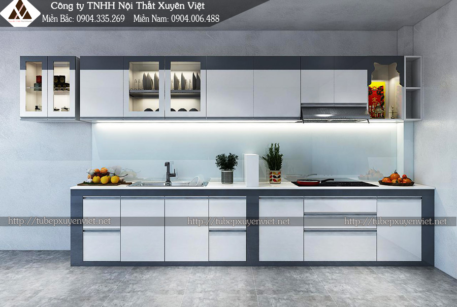 Tủ bếp chữ i đẹp kịch trần nhà chú Thanh - Hải Phòng