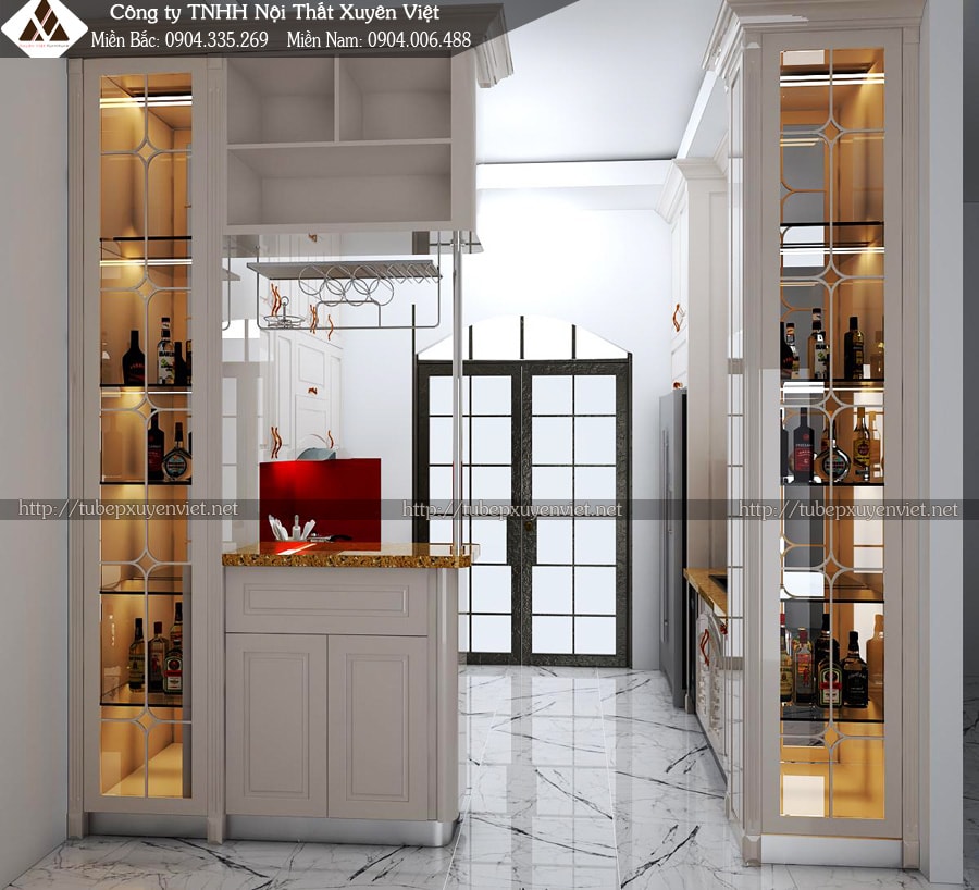 Tủ bếp có quầy bar tủ rượu bác Thủy - Vinhomes Hải Phòng