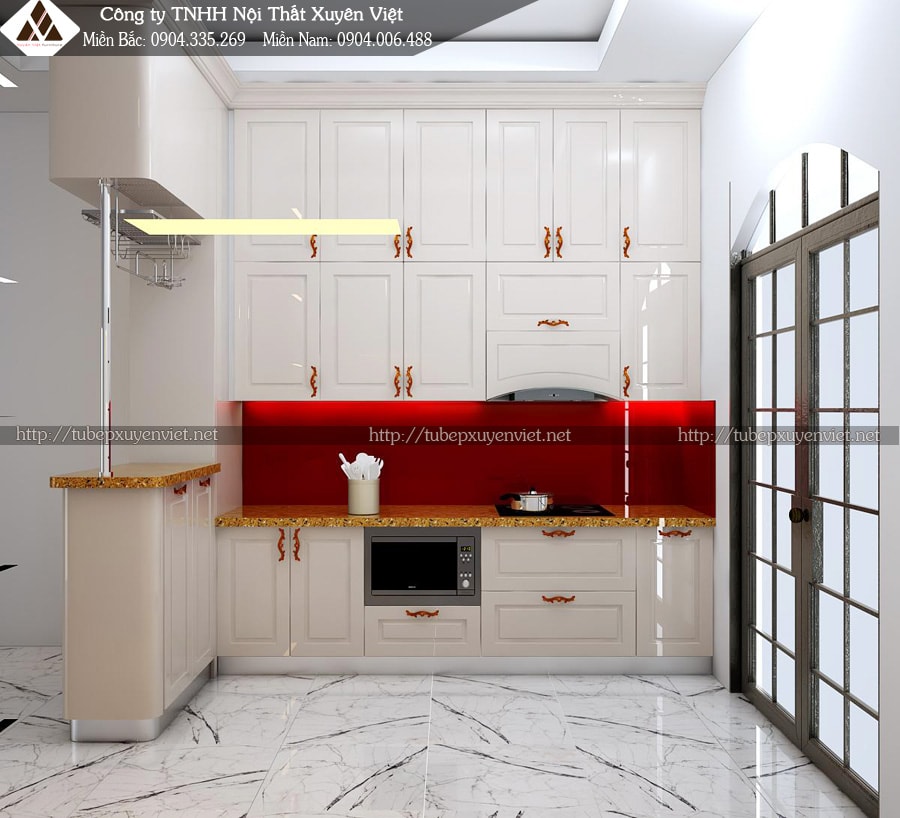 Tủ bếp có quầy bar tủ rượu bác Thủy - Vinhomes Hải Phòng
