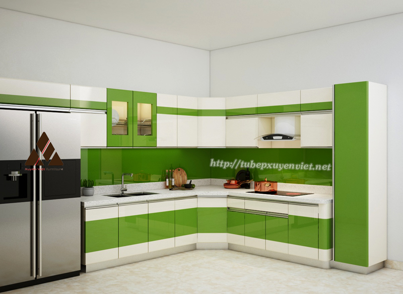 Tủ bếp đẹp bằng nhựa nhà chú Thập - Hoa Lâm, Hà Nội