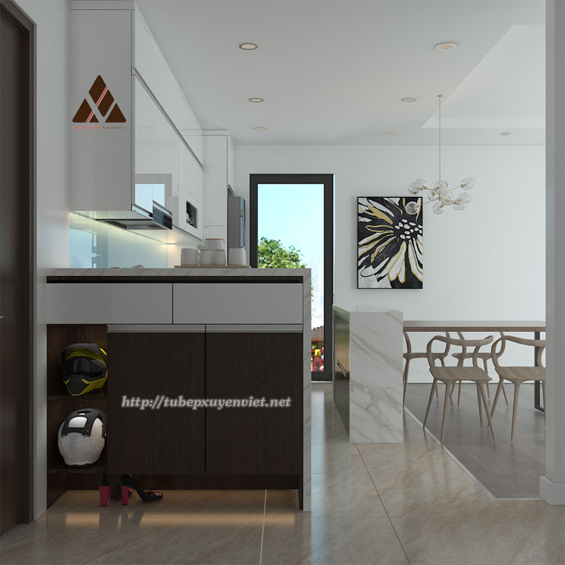 Tủ bếp đẹp bằng nhựa nhà cô Thu - Chung cư Ecolife, Hà Nội