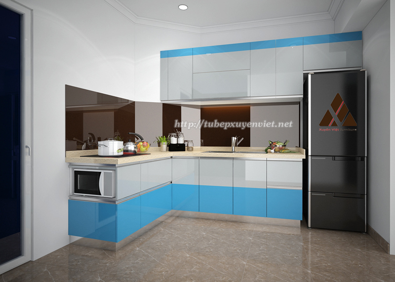 Tủ bếp đẹp bằng nhựa cao cấp thay thế tủ bếp gỗ nhà cô Nhung