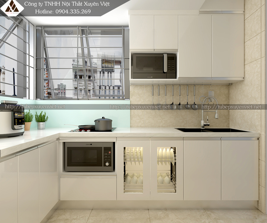 Tủ bếp đẹp cho bếp nhỏ nhà chị Diệp - Tân Mai, Hà Nội