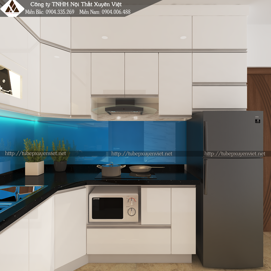 Tủ bếp đẹp chung cư nhà anh Hải - Trân Quý Cáp, Hà Nội