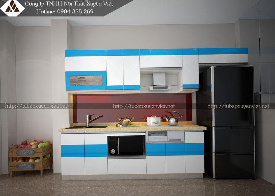 Tủ bếp đẹp chữ i nhà nhỏ hẹp