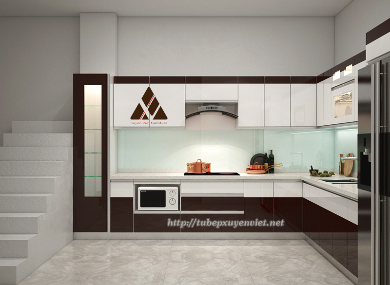 Tủ bếp đẹp chữ L hiện đại nhà anh Dũng - Xuân La, Hà Nội.