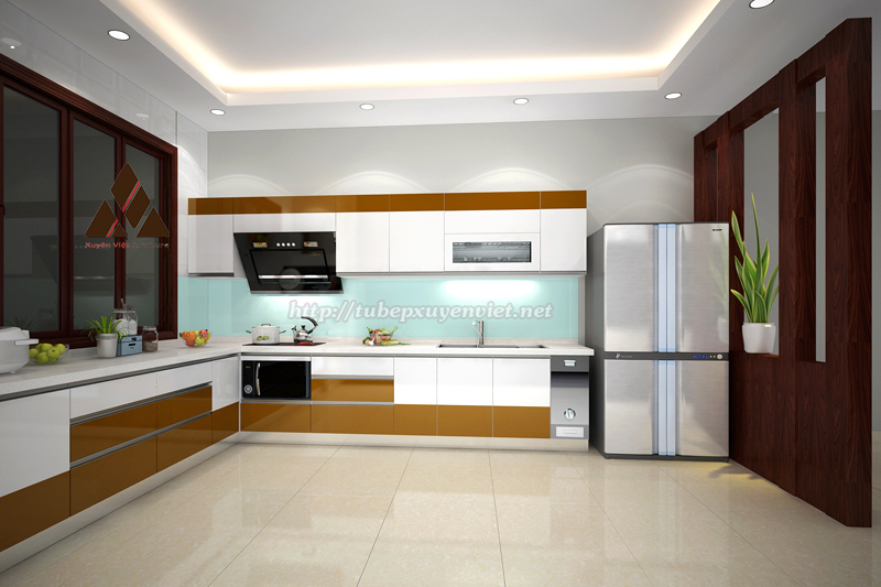 Tủ bếp đẹp chữ l nhà anh Quang - Bắc Ninh