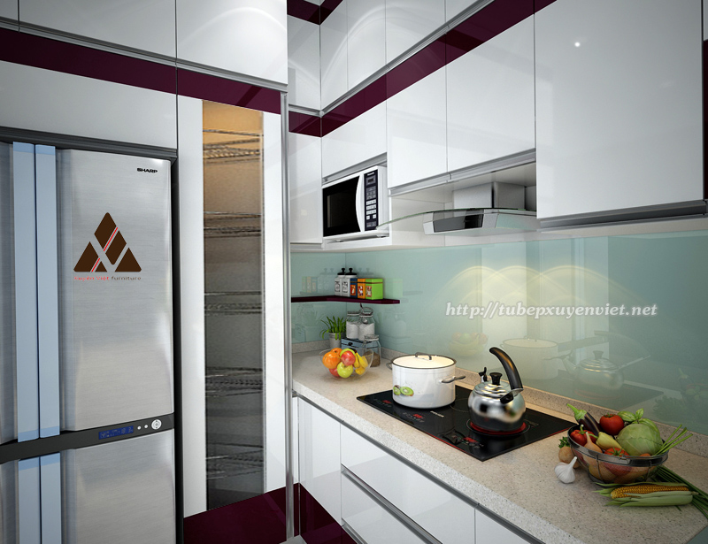 Tủ bếp đẹp chữ L cao sát trần nhà chị Hằng - Lạc Long Quân, Hà Nội