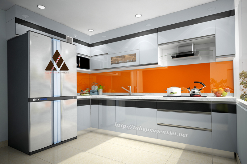 Tủ bếp đẹp chữ L nhà anh Hà - Hà Nội
