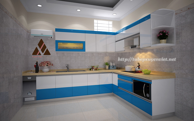 Mẫu bếp đẹp chữ L tiện dụng nhà chị Tuyết - Hải Phòng