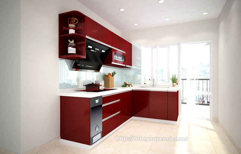 Mẫu tủ bếp đẹp chữ L cho nhà cô Lý - Mạc Thái Tổ, Hà Nội