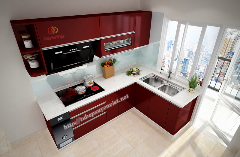 Mẫu tủ bếp đẹp chữ L cho nhà cô Lý - Mạc Thái Tổ, Hà Nội