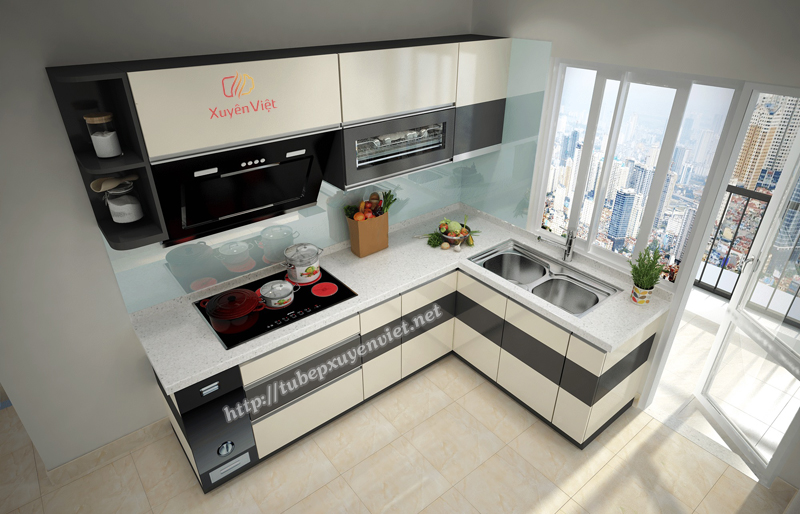 Mẫu tủ bếp đẹp chữ L cho nhà cô Lý - Mạc Thái Tổ, Hà Nội