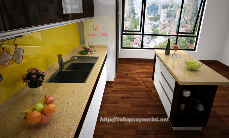Tủ bếp đẹp có bàn đảo anh Cừ - Thái Nguyên