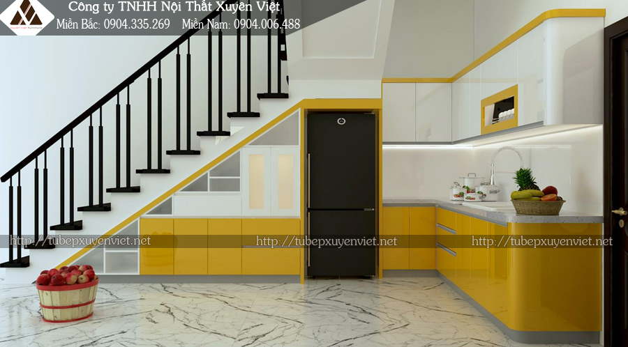 Tủ bếp đẹp có đảo bếp nhà chị Bảo Anh - Quảng Ninh