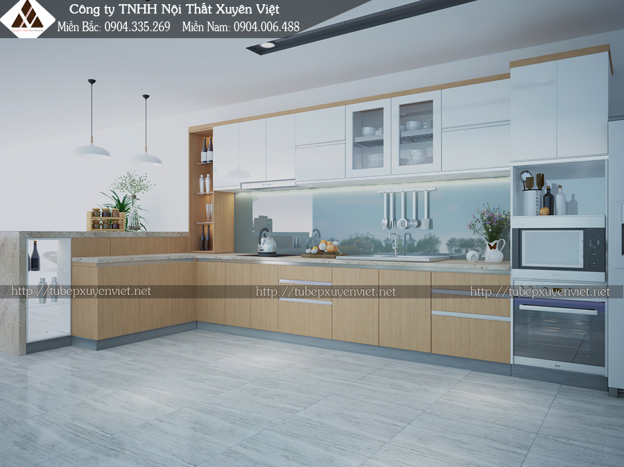 Tủ bếp đẹp có quầy bar