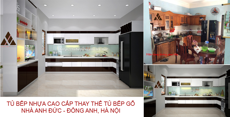 Tủ bếp đẹp có tủ rượu nhà anh Đức - Đông Anh, Hà Nội