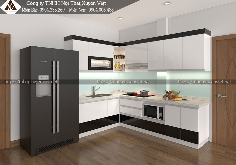 Tủ bếp đẹp đơn giản nhà anh hòa - Quảng Ninh
