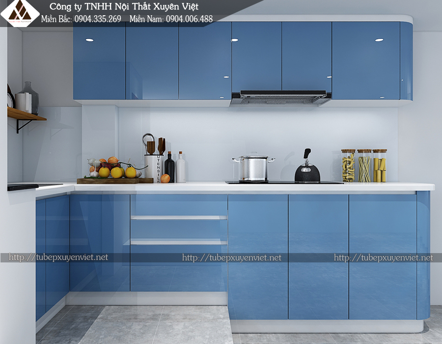 Thiết kế tủ bếp chữ L XV195