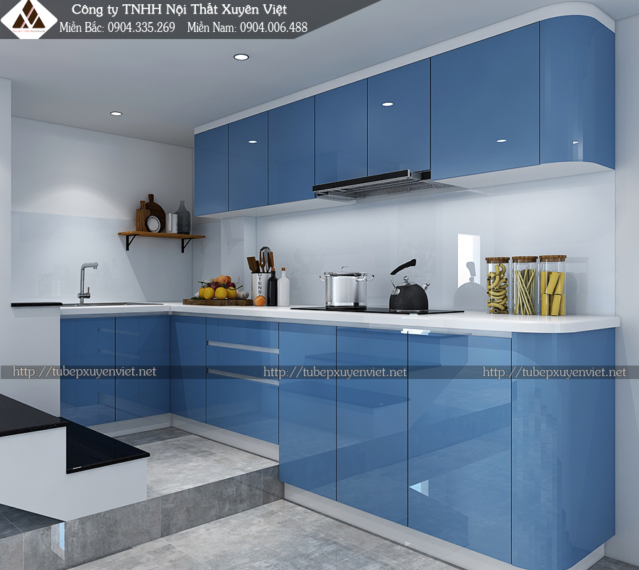 Kiểu tủ bếp đẹp có kết hợp kệ sách XV195