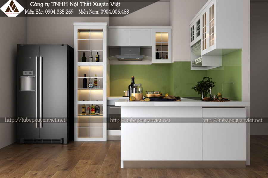 Tủ bếp đẹp màu trắng nhà chị Lương - quận 7