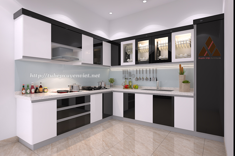 Tủ bếp đẹp thay thế tủ gỗ nhà chị Lan - Quảng Ninh