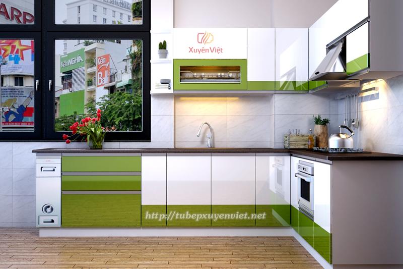 Tủ bếp hiện đại chữ L nhà anh Hoàng -Nghĩa Tân, Hà Nội