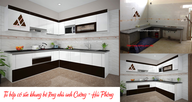 Tủ bếp hiện đại bằng nhựa cho nhà anh Cường - Hải Phòng