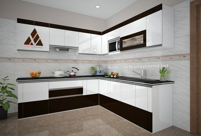 Tủ bếp hiện đại bằng nhựa cho nhà anh Cường - Hải Phòng